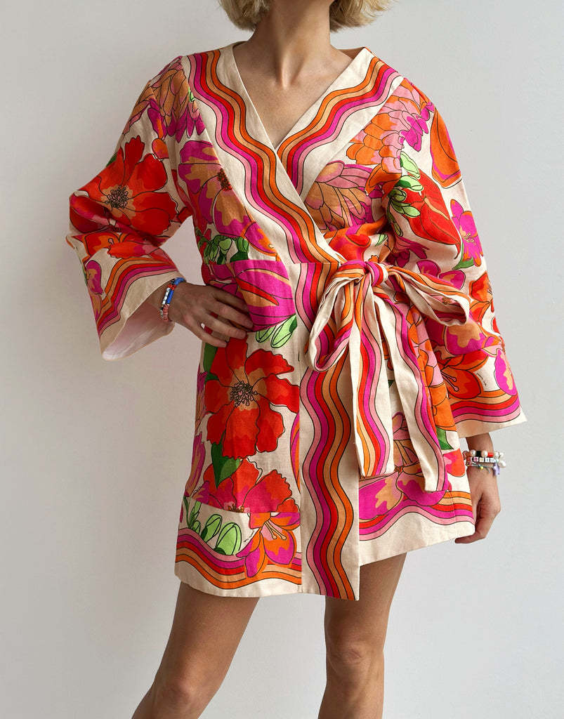 Casual Elegant Floral Linen Maxi Dress