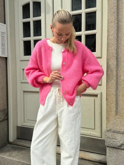 Pastel Color Knit Cardigan Women Comfortable Casual Sweater