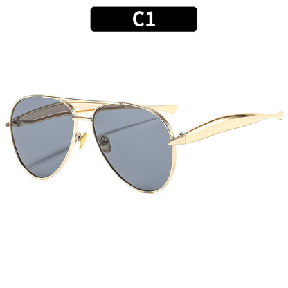 Trendy Oversized Metal Sunglasses Unisex Outdoor Driving Shades