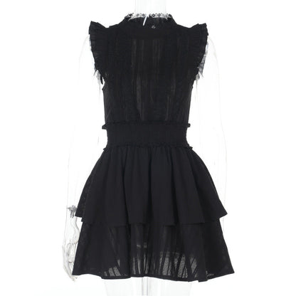 Gothic Style Black Cotton Sleeveless Maxi Dress