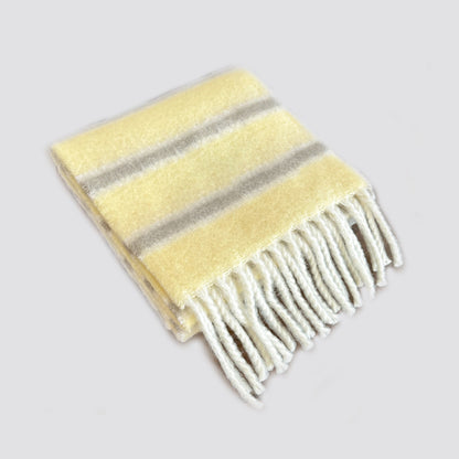Color Block Striped Scarf with Fringes Stylish Warm Scarf