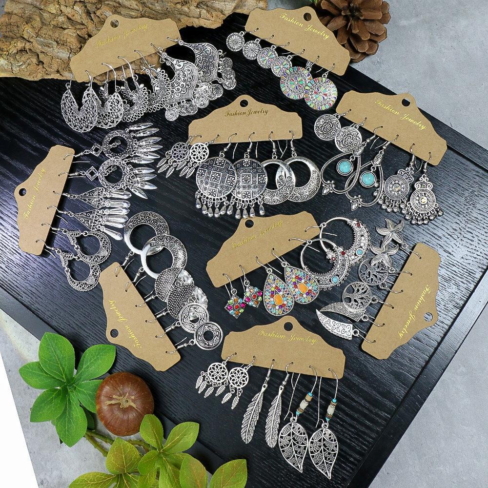 Bohemian Geometric Tassel Hoop Earrings