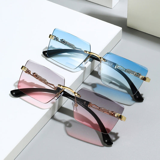 Trendy Square Sunglasses with Leopard Decoration
