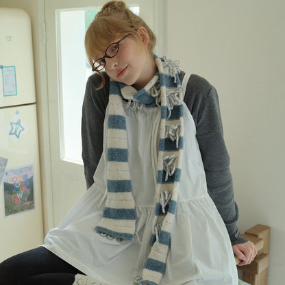 Handcrafted Striped Wool Blend Scarf for Women