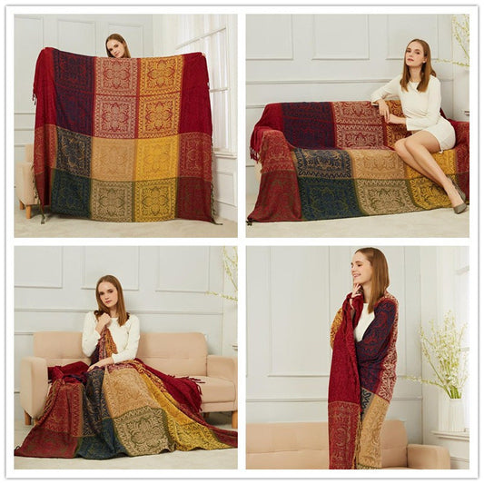 Shawl Blanket, Sofa Towel Blanket, Bed Blanket, Bay Window Mat, Chenille Jacquard Blanket