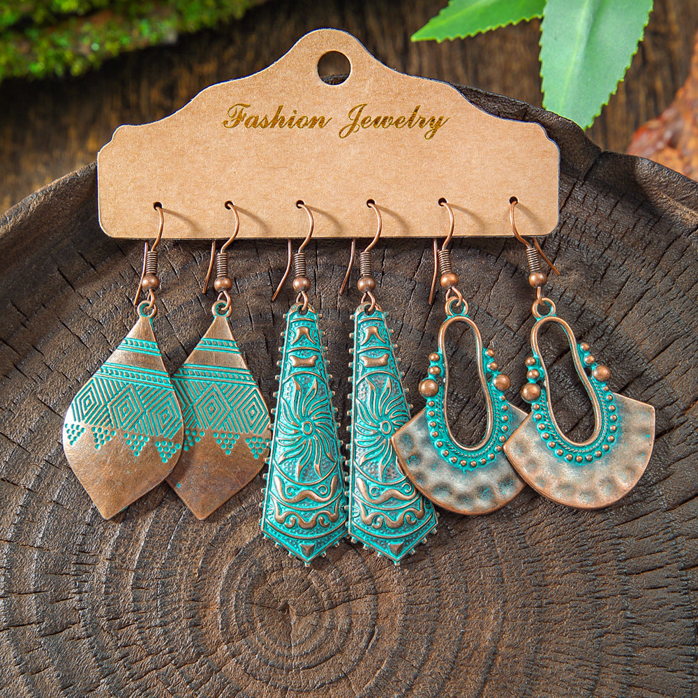 Vintage Bohemian Hollow Geometric Tassel Earrings