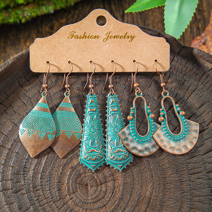Vintage Bohemian Hollow Geometric Tassel Earrings