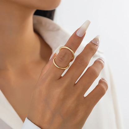 Geometric Hollow Metal Statement Ring