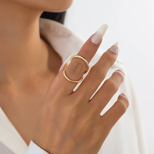 Geometric Hollow Metal Statement Ring