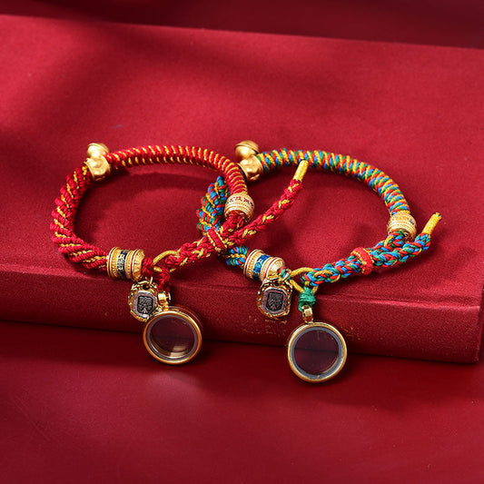 Tibetan Hand Rope Handmade New Corn Knot Pattern Hand-Rubbed Cotton Bracelet Finished Hand-Woven Tibetan Wind Rope.