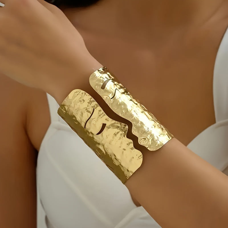 Simple Human Face Open Arm Cuff