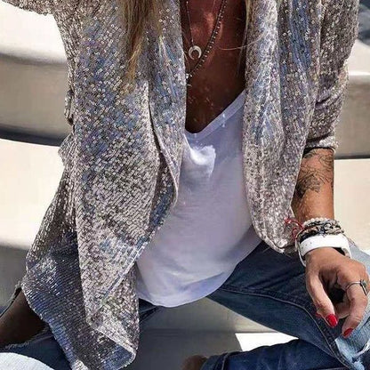 Sequin Long Sleeve Blazer Elegant Casual Jacket
