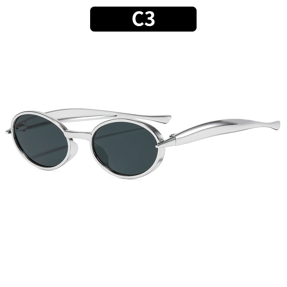 Trendy Oval Frame Sunglasses UV400 Protection for Outdoor Activities
