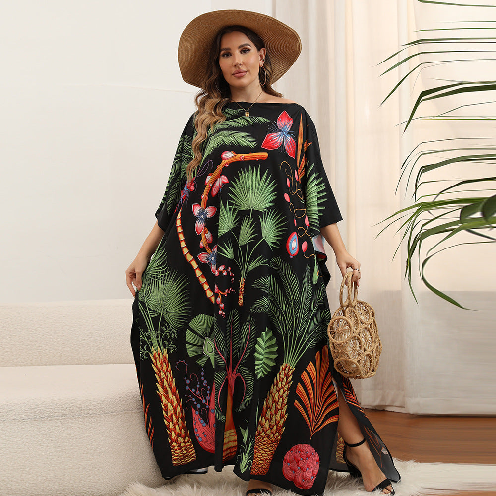 Beach Blouse Oversized Loose Fit Bat Sleeve Resort Dress