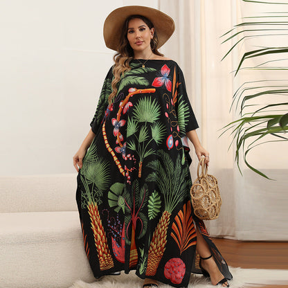 Beach Blouse Oversized Loose Fit Bat Sleeve Resort Dress