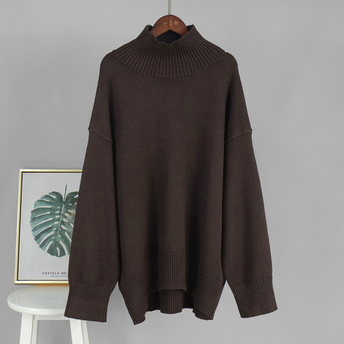 Casual High Neck Solid Color Pullover Sweater