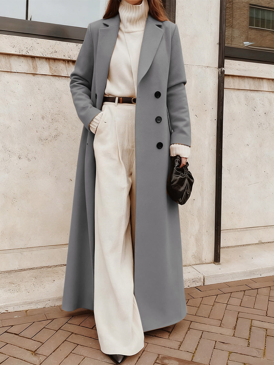 Elegant Casual Long Woolen Coat For Women