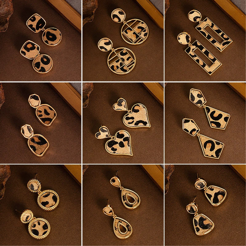 Natural Horse Hair Leopard Print Earrings Luxury Fashion Accessories