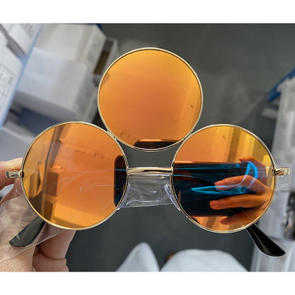 Trendy Round Sunglasses with Unique Double Ring Design
