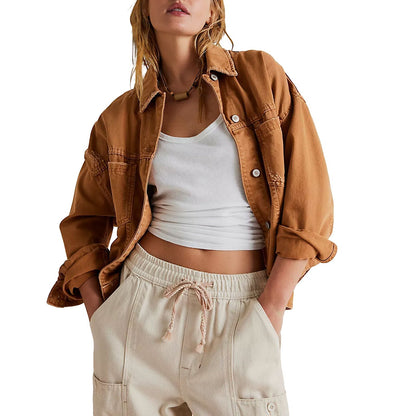 Trendy Loose Solid Color Denim Jacket