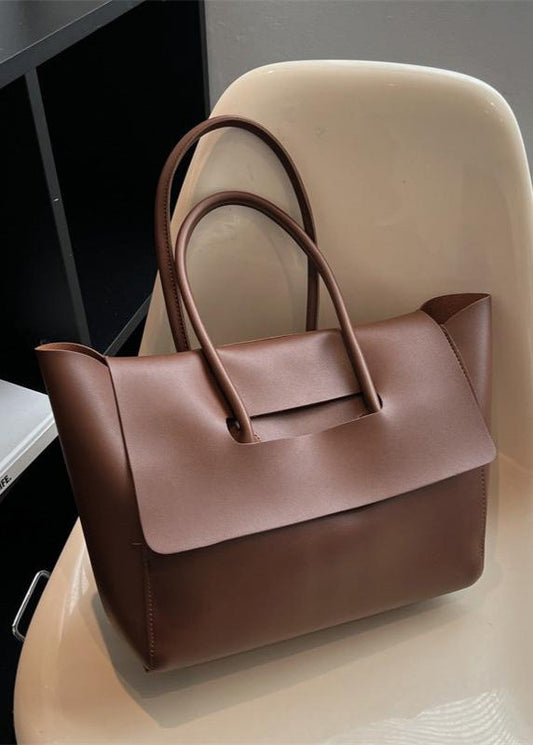 Spacious Pu Tote Bag With Minimalist Flap Design
