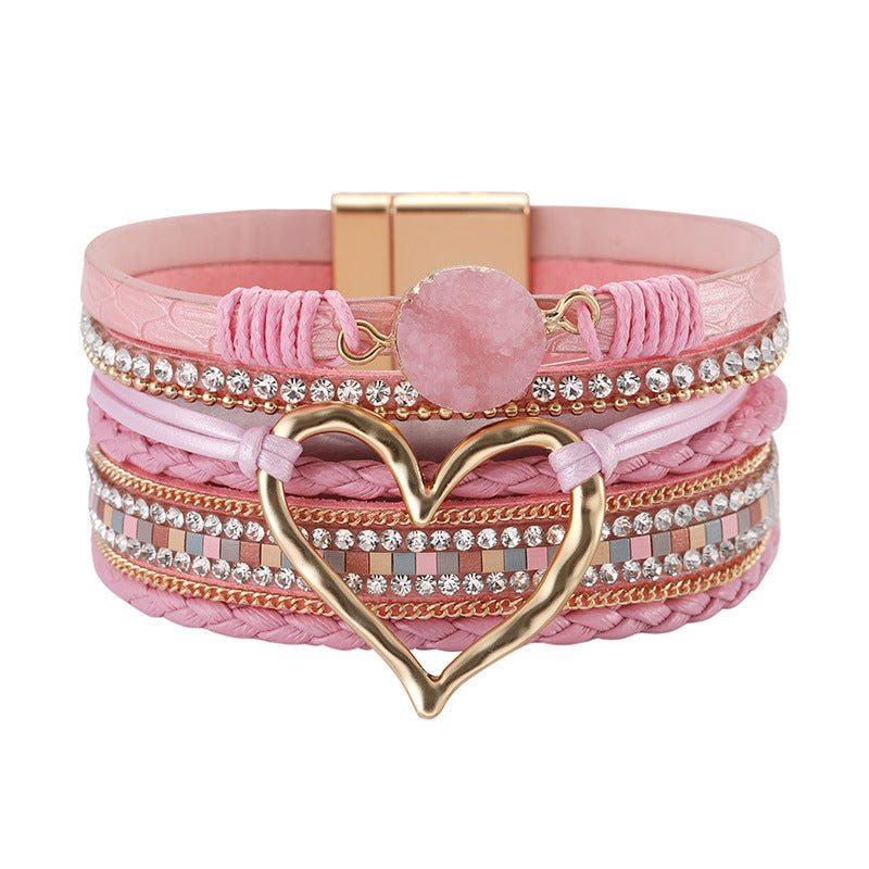 Rhinestone Bohemian Layered Love Bracelet