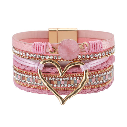 Rhinestone Bohemian Layered Love Bracelet