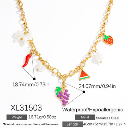 Elegant Stainless Steel Fruit Pendant Necklace for Women