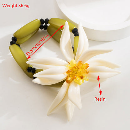 White Floral Earrings Bracelet Layered Necklace Bohemian Vacation Jewelry