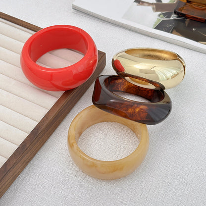 Fashionable Gradient Acrylic Wide Bracelet Geometric Resin Jewelry