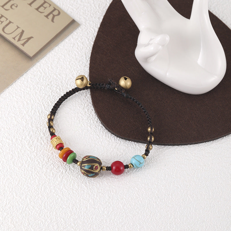 New National Style Jewelry Nepal Beads Turquoise Bracelet Retro Fashion Simple Hand-Woven Bracelet