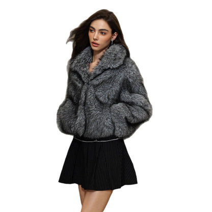 Faux Fur Collared Warm Coat for Women
