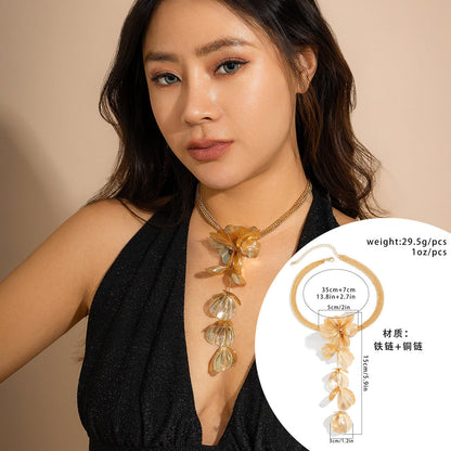 Ginkgo Leaf Tassel Necklace Vintage Choker For Women