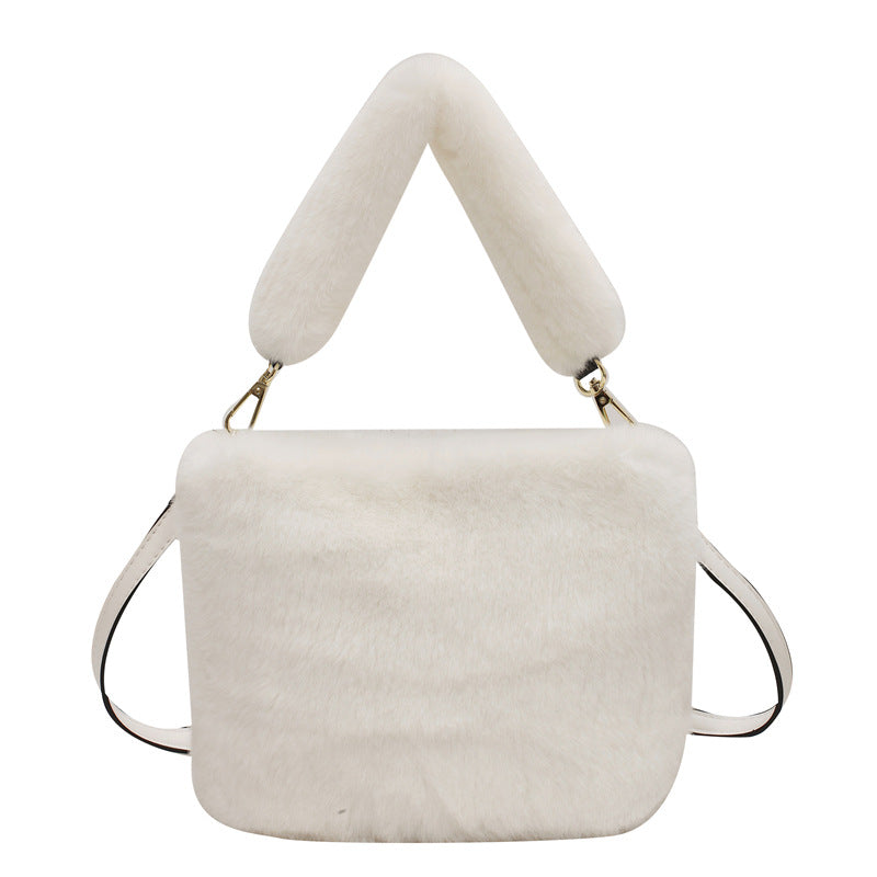 Trendy Plush Crossbody Bucket Bag Soft Casual Tote