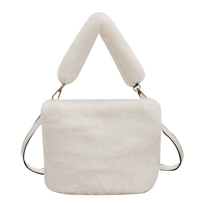Trendy Plush Crossbody Bucket Bag Soft Casual Tote