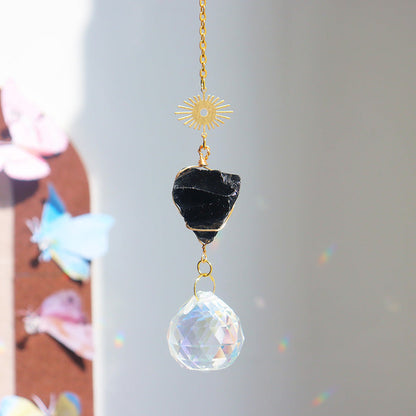 Irregular Stone Evil Eye Crystal Suncatcher