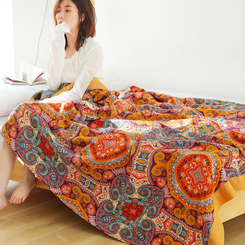 National Wind Cotton Air Conditioning Towel Blanket With Five Layers Of Gauze Soft Summer Cool Blanket