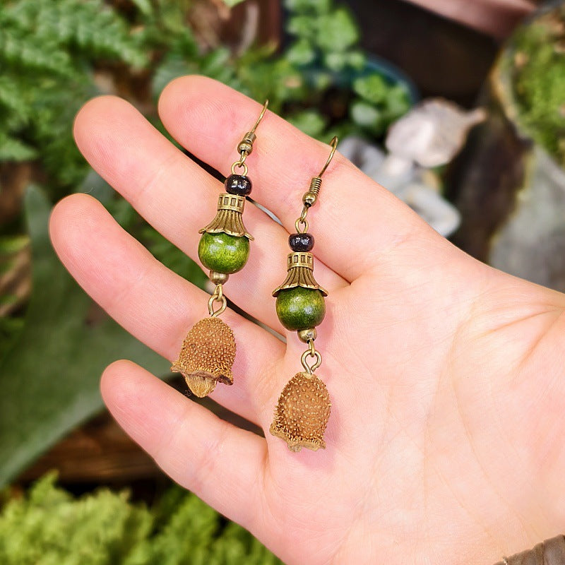 Bohemian Leaf Design Alloy Earrings with Natural Elements