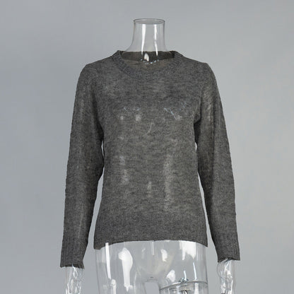 Comfortable Knit Crew Neck Sweater for Women