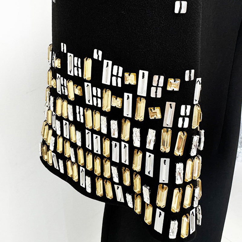 Elegant Black Beaded Midi Dress