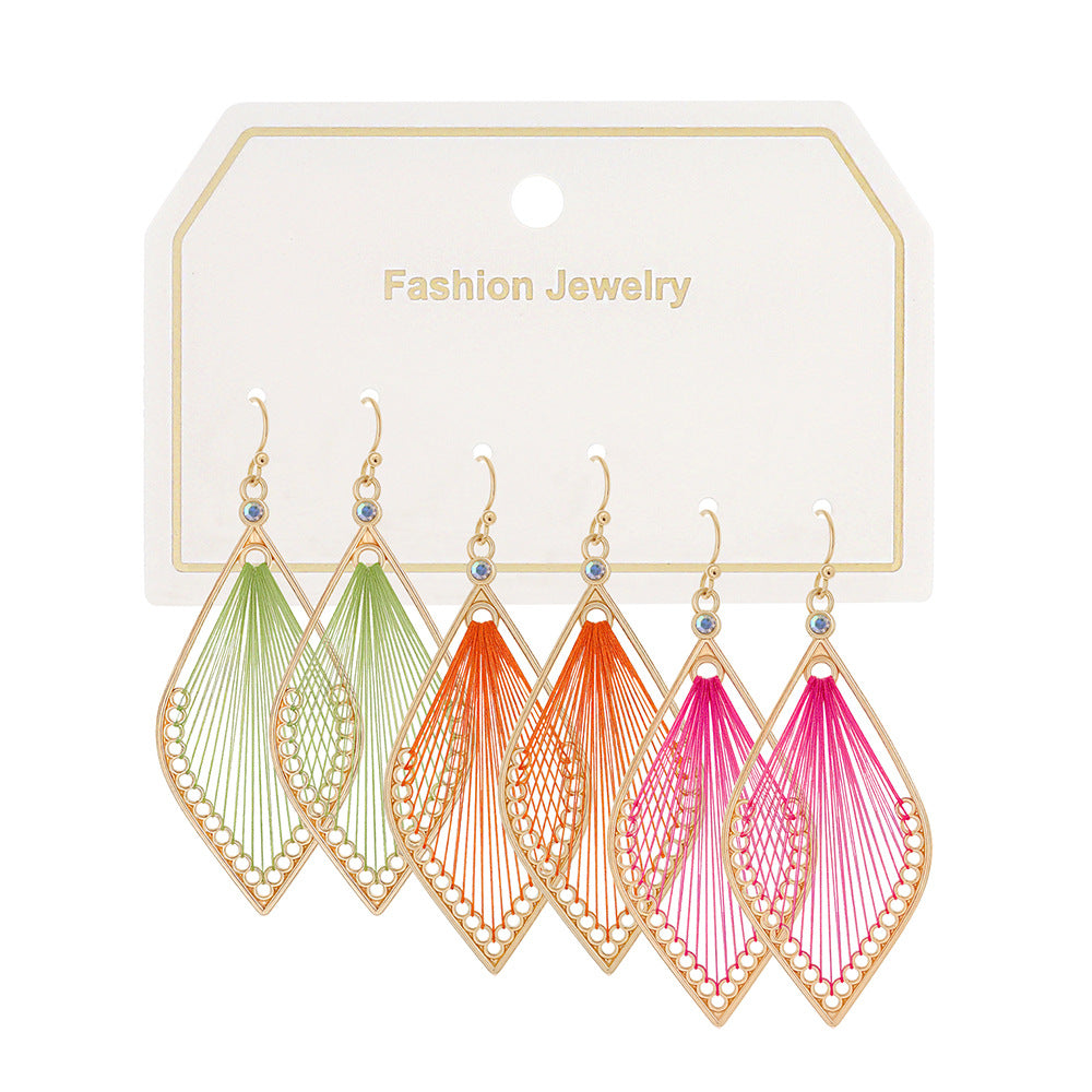 Geometric Alloy Earrings With Tassels Elegant Vintage Style