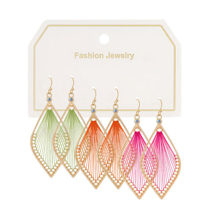Geometric Alloy Earrings With Tassels Elegant Vintage Style