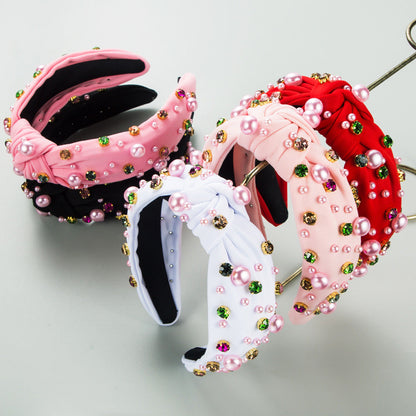 Bean Pearl Headband with Knot Elegant Pearl Hair Accessories