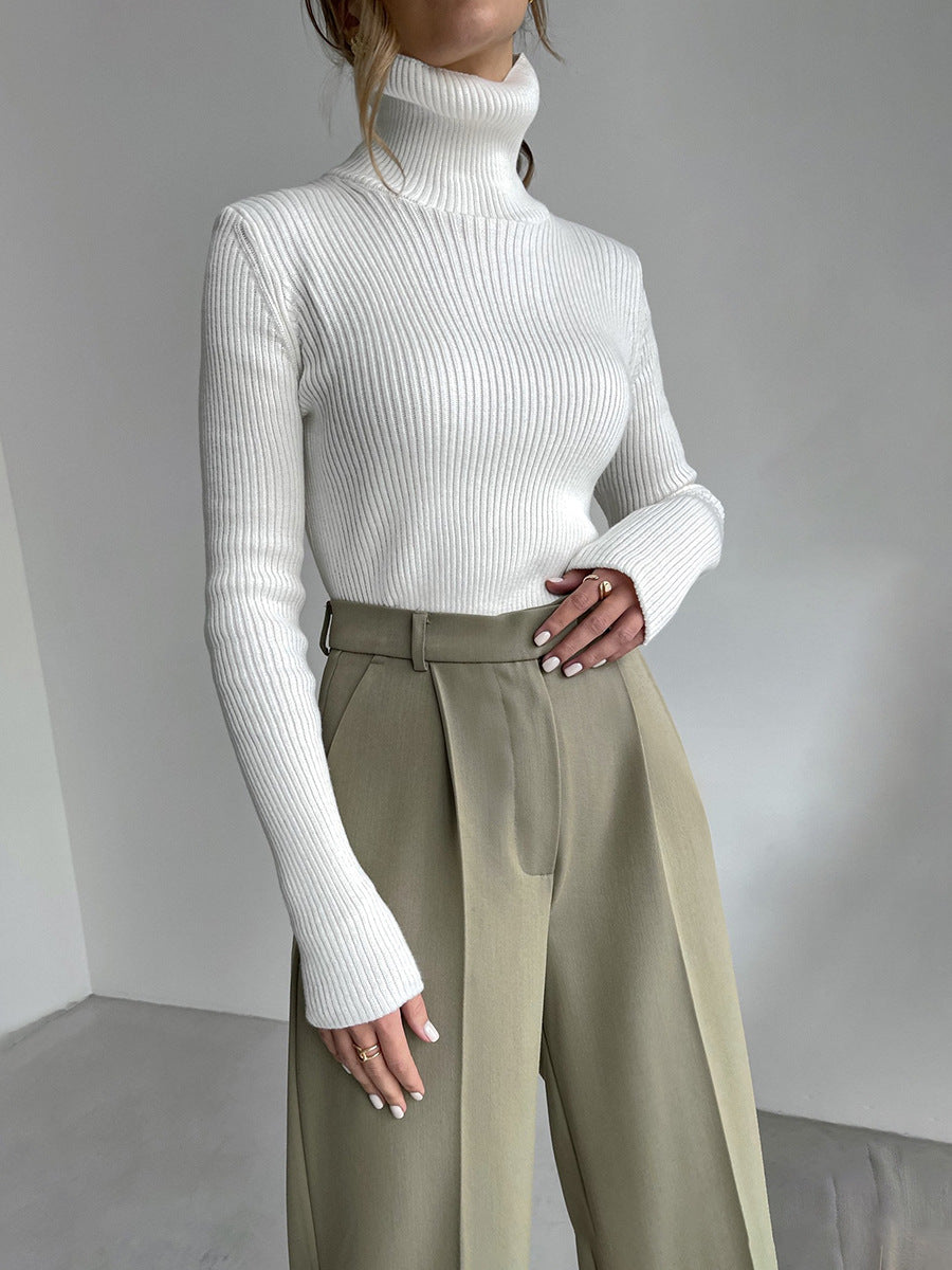 Long Turtleneck Knitted Sweater for Plus Size Women