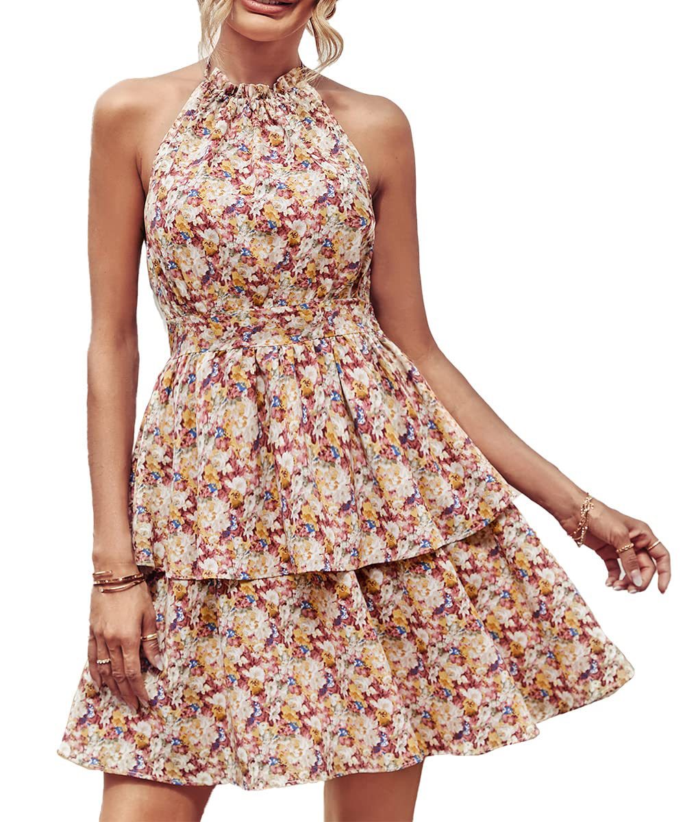 Härneck Backless Print Sleeveless Dress
