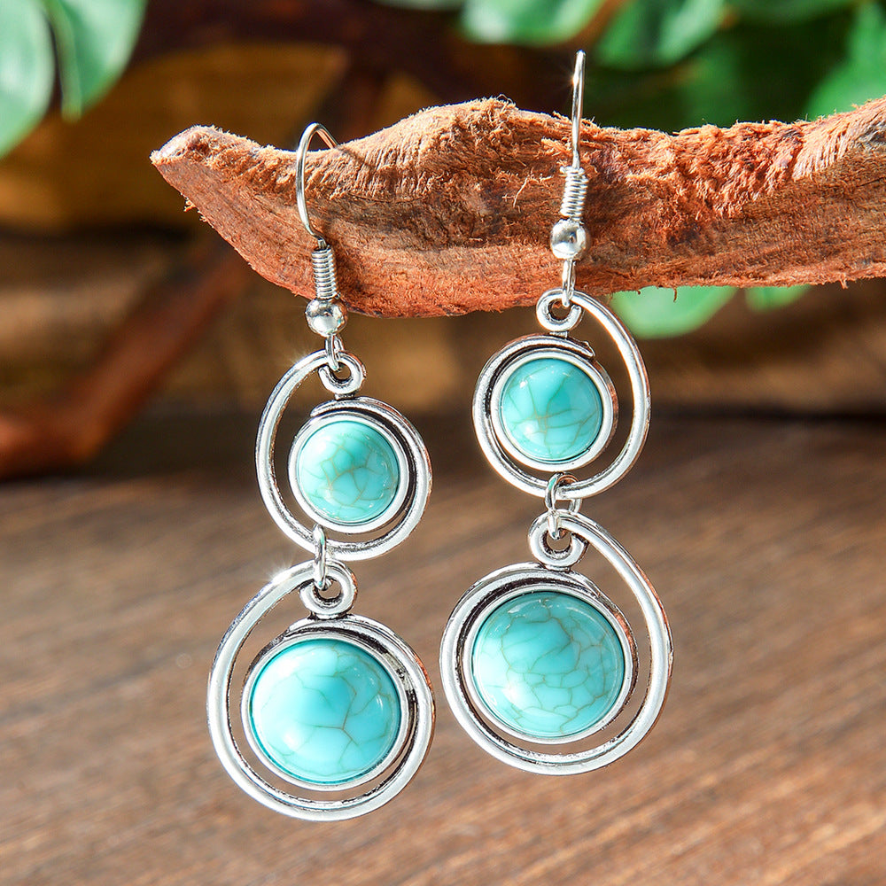 Bohemian Turquoise Earrings Vintage Style