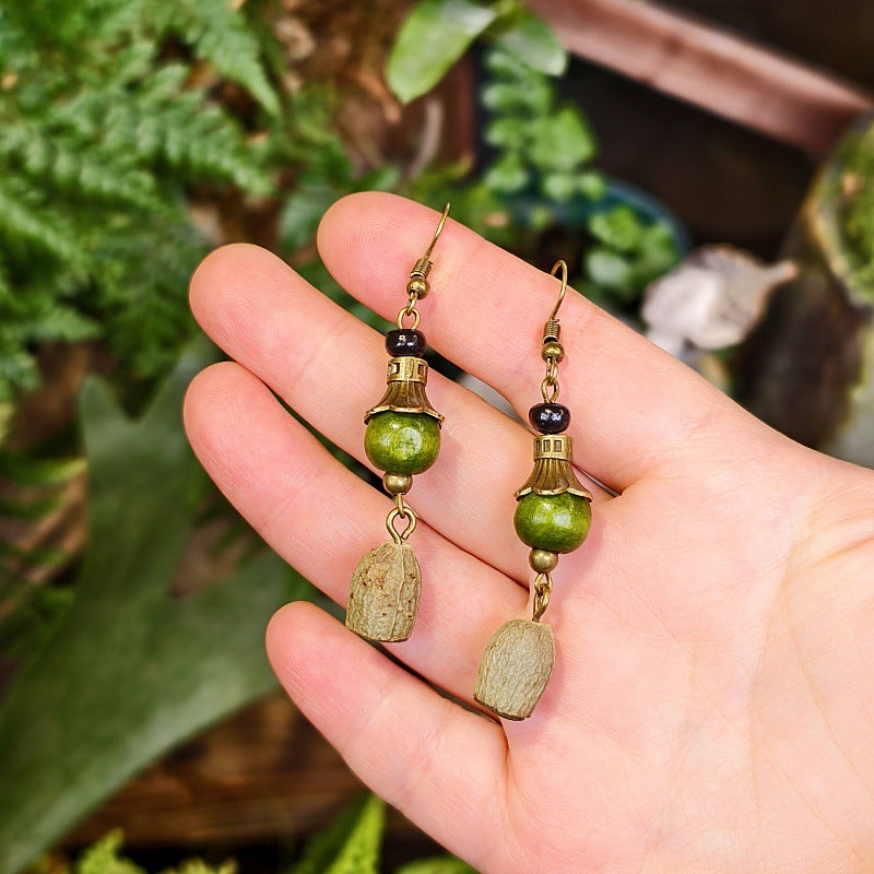 Bohemian Leaf Design Alloy Earrings with Natural Elements