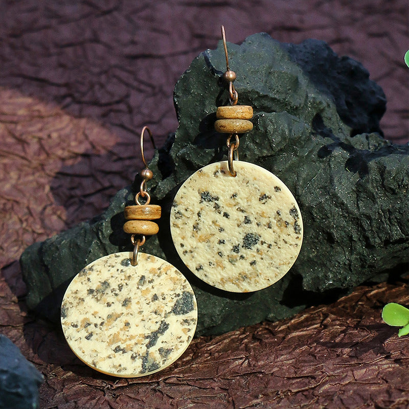 Retro Water Drop Shape Wooden Earrings Handcrafted with Tassels