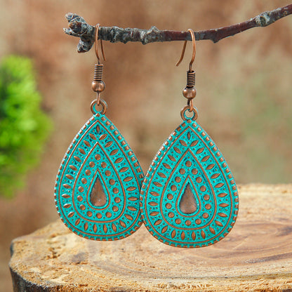 Bohemian Leaf Drop Earrings Vintage Alloy Jewelry