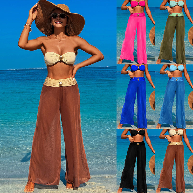 Three-Piece Bikini Set With Beach Pants For Women